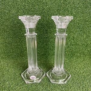 Vintage Lot Shannon Crystal Greek Roman Column Candle Holders